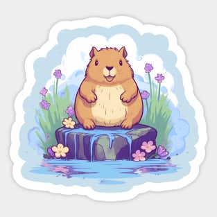 Good Day for a Capybara Swim Sticker